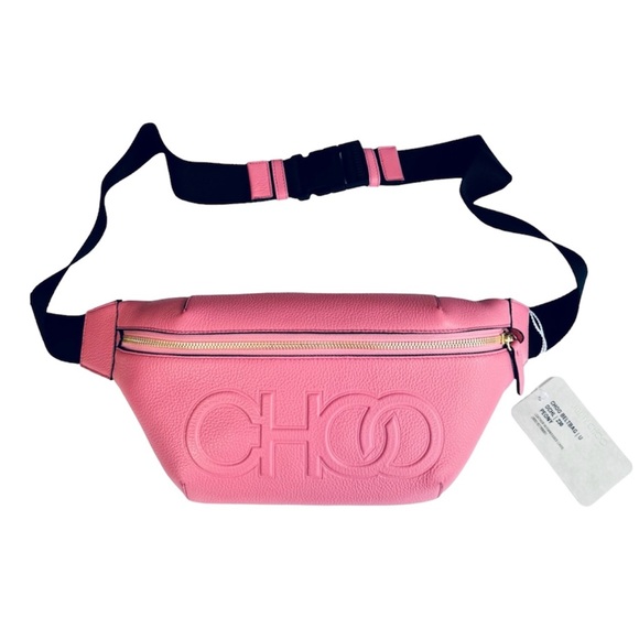 Jimmy Choo New In Box “CHOO” Bumbag Peony Pink Grained Leather Large Bel… - Picture 3 of 12